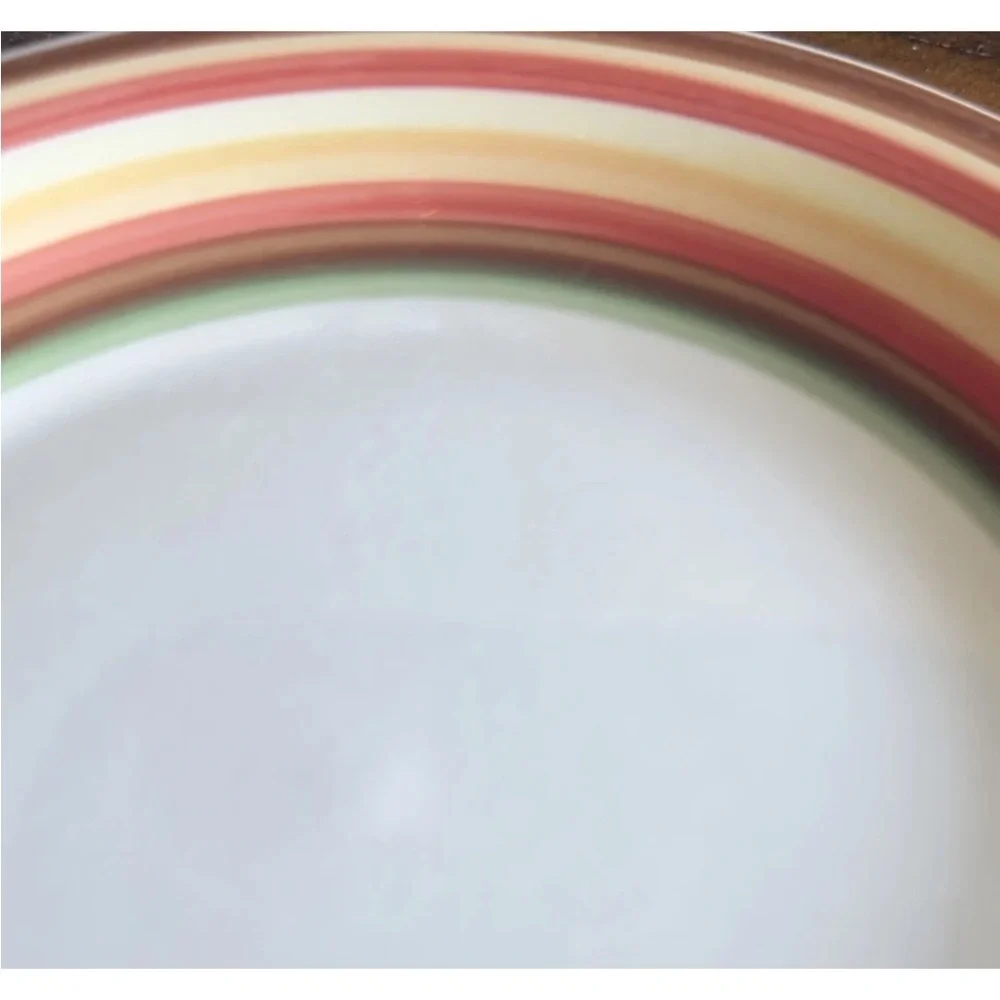 Pier 1 Sienna Stripes 7.5” Dessert Salad Appetizer Plates Set of 4 Pier One 4